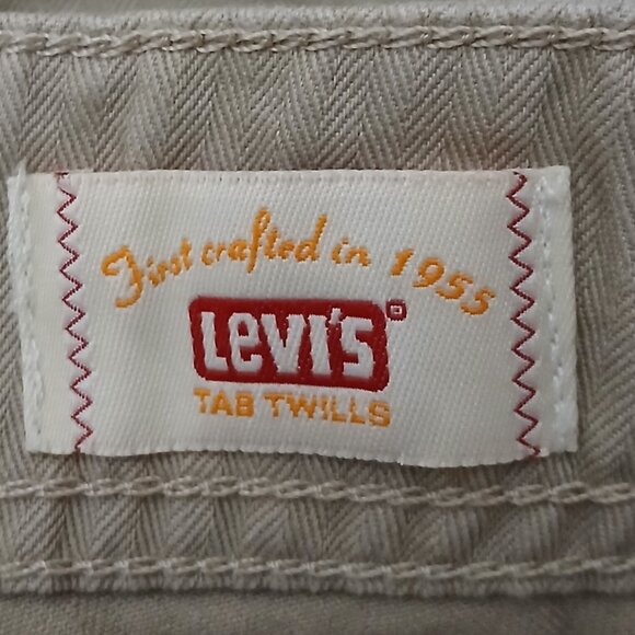 Levi's Cargo Pants Size M Clamdiggers Capri Drawstring 100% Cotton Khaki Tan - Picture 8 of 10